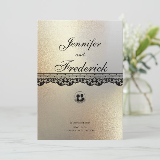 Invitation Gold Alcohol Enk Mariage élégant (Debout devant)