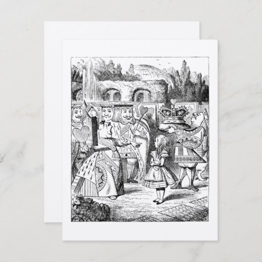 Invitation GOLD Alice au pays des merveilles Tea Party Annive (Devant / Derrière)