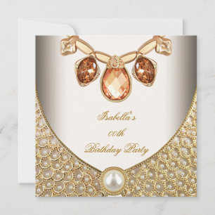 Invitation Gold Amber Pearls Jewls Image Cream Anniversaire