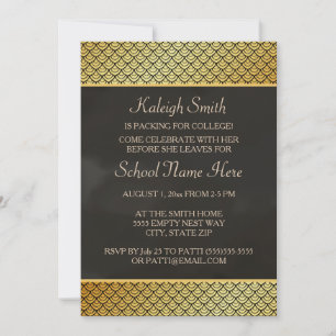 Invitation Gold and Black Trunk Party "Off To Coll
