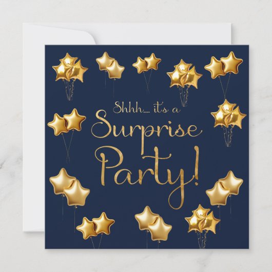 Invitation Gold and Navy Surprise 50e anniversaire (Devant)