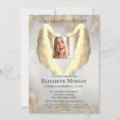 Invitation Gold Angel Wings Photo Gold Celebration Of Life (Devant)