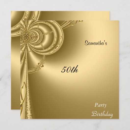 Invitation Gold Anniversaire (Devant / Derrière)