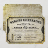 Invitation Gold Antique Billetterie Mariage Inviter Informati (Devant / Derrière)