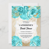 Invitation Gold aqua bleu rose aquarelle nuptiale douche chic (Devant)
