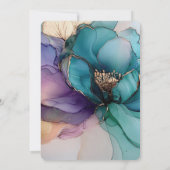 Invitation Gold Aqua bleu violet Floral Mariage romantique (Dos)