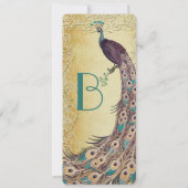 Invitation Gold Aqua Eggplant Art Nouveau Peacock Mariage (Dos)
