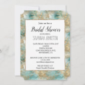 Invitation Gold Aqua White Feuilles tropicaux (Devant)