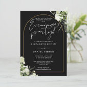 Invitation Gold Arc Floral Green Mariage soirée (Debout devant)