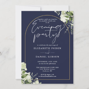 Invitation Gold Arch Floral Navy Blue Mariage Soirée