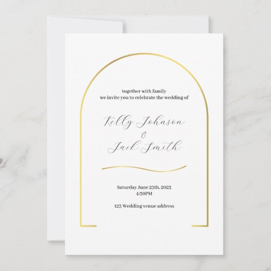 Invitation Gold Arch Mariage moderne (Devant)