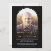 Invitation Gold Arch Photo Célébration des funérailles de vie (Devant)