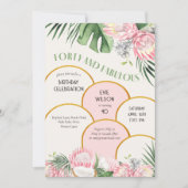 Invitation Gold Arch Tropical Protea et Palm 40e anniversaire (Devant)