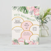 Invitation Gold Arch Tropical Protea et Palm 50e anniversaire (Debout devant)