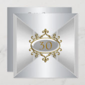 Invitation Gold Argent Anniversaire (Devant / Derrière)