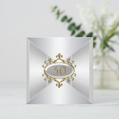 Invitation Gold Argent Anniversaire (Debout devant)