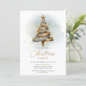Invitation Gold Argent Faux Parties scintillant Arbre de Noël (Debout devant)