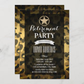 Invitation Gold Army Star Camouflage Retraite militaire (Devant / Derrière)