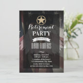 Invitation Gold Army Star USA Flag Military Retirement Party (Debout devant)