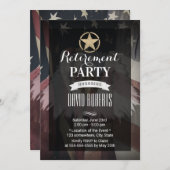 Invitation Gold Army Star USA Flag Military Retirement Party (Devant / Derrière)