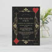 Invitation Gold Art Déco Black 1920 New Years Eve Party (Debout devant)
