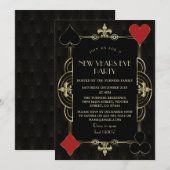 Invitation Gold Art Déco Black 1920 New Years Eve Party (Devant / Derrière)