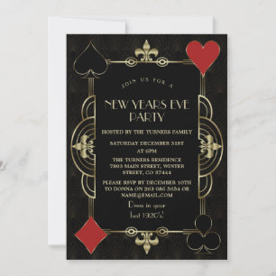 Invitation Gold Art Déco Black 1920 New Years Eve Party