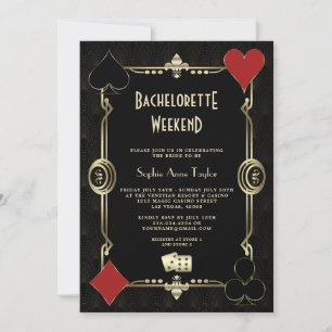Invitation Gold Art Deco Vegas Casino Bachelorette Week-end