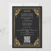 Invitation Gold Art Nouveau Tarot gothique QR Code Mariage (Dos)