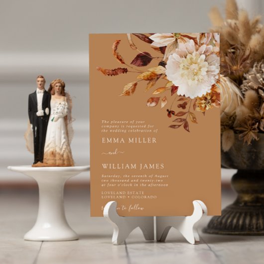 Invitation Gold Automne Moderne Aquarelle Terracotta Mariage