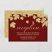 Invitation Gold Automne quitte la Bourgogne Réception Mariage (Devant / Derrière)