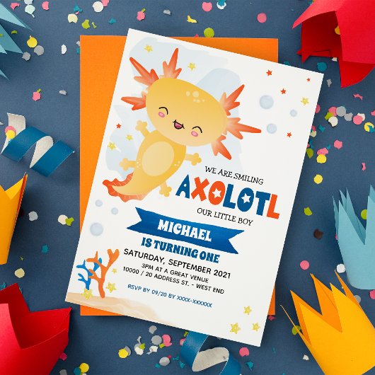 Invitation Gold Axolotl Boy