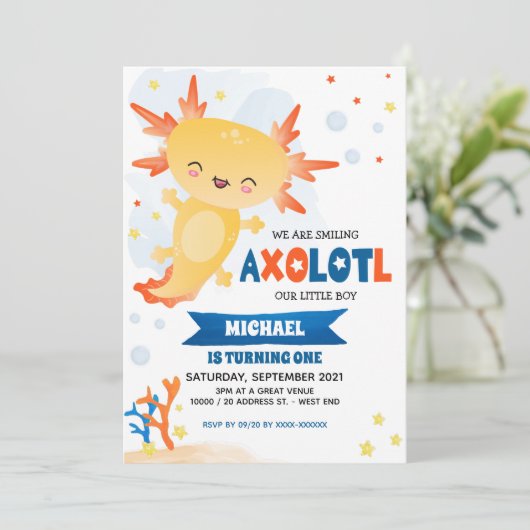 Invitation Gold Axolotl Boy (Debout devant)