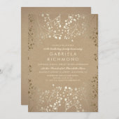 Invitation Gold Baby's Breath Kraft fête d'anniversaire (Devant / Derrière)
