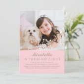 Invitation Gold Baby's Breath Pink Photo Anniversaire (Debout devant)