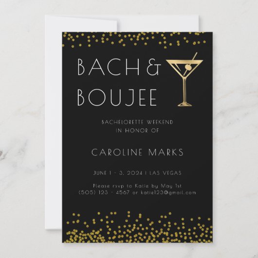 Invitation Gold Bach et Boujee Bachelorette (Devant)