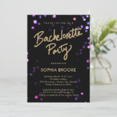 Invitation Gold Bachelorette avec lumières Shimmer (Debout devant)
