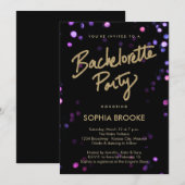 Invitation Gold Bachelorette avec lumières Shimmer (Devant / Derrière)