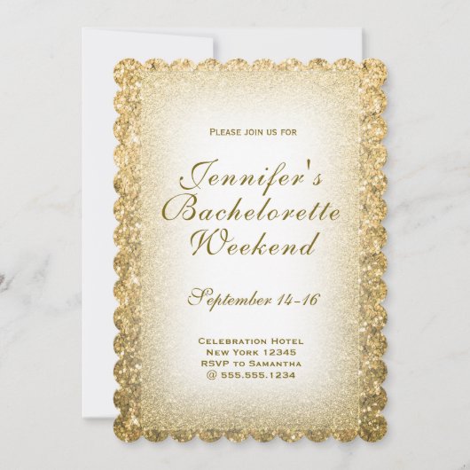 Invitation Gold Bachelorette Weekend Party (Devant)