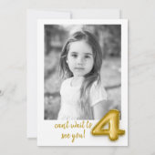 Invitation Gold Balloon quatrième anniversaire Photo Invitati (Dos)