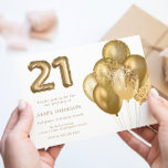 Invitation Gold Balloons 21e fête d'anniversaire<br><div class="desc">Gold Balloons 21st Birthday Party Invitation Voir la collection correspondante dans Niche & Nest Store</div>