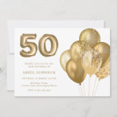 Invitation Gold Balloons 50e anniversaire fête (Devant)