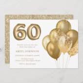 Invitation Gold Balloons 60e fête d'anniversaire (Devant / Derrière)
