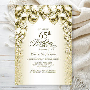 Invitation Gold Balloons 65e fête d'anniversaire
