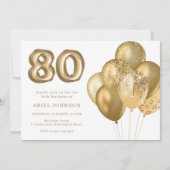 Invitation Gold Balloons 80e fête d'anniversaire (Devant)