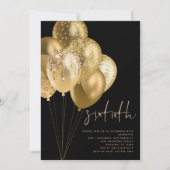 Invitation Gold Balloons Parties scintillant Noir 60e fête d' (Devant)