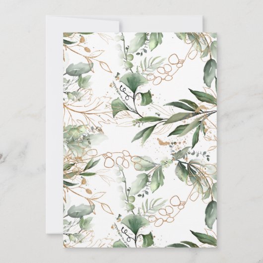 Invitation Gold Bands Eucalyptus Elégant mariage (Dos)