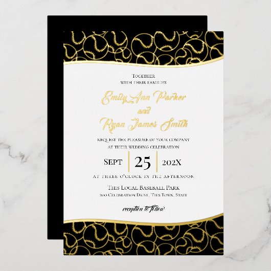 Invitation Gold Baseball (Recto/Verso)
