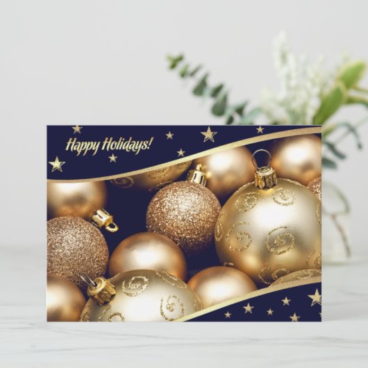 Invitation Gold Baubles Noël (Debout devant)