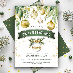 Invitation Gold Baubles Orament Exchange fête de Noël